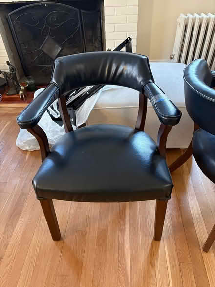 Photo of free 4 navy faux leather captain chair (Hastings on Hudson) #1
