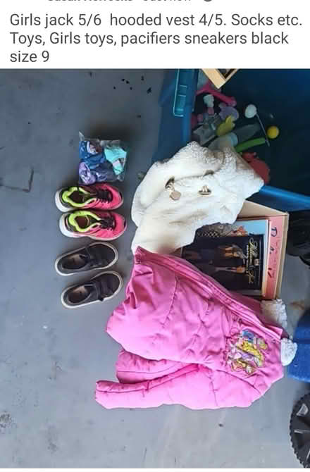 Photo of free Girls jacket / vest /sneakers _toys (Clearwater, Keene and Druid Rd) #1