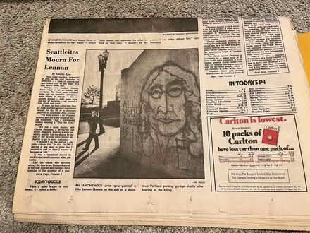 Photo of free historic newspapers - John Lennon (downtown Edmonds) #4