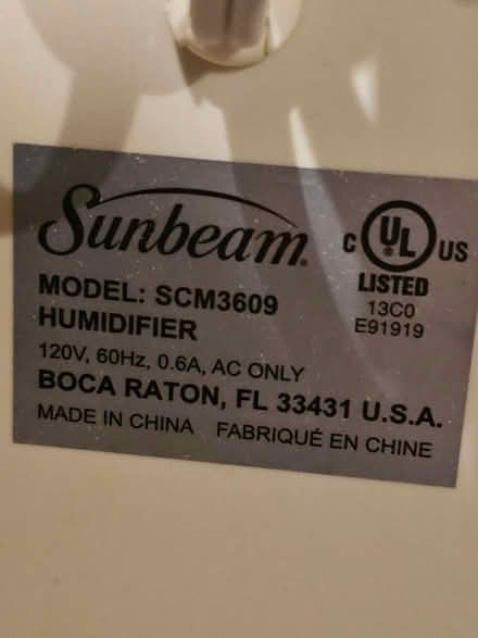 Photo of free Sunbeam humidifier (Raritan Township/Ringoes) #2