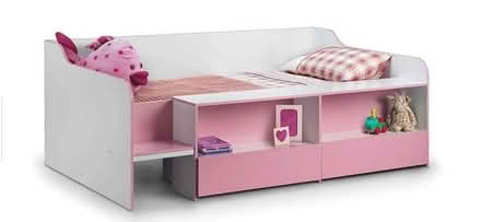 Photo of free Pink and white kids bed with built in shelves and drawers. (Sevenoaks TN13) #1