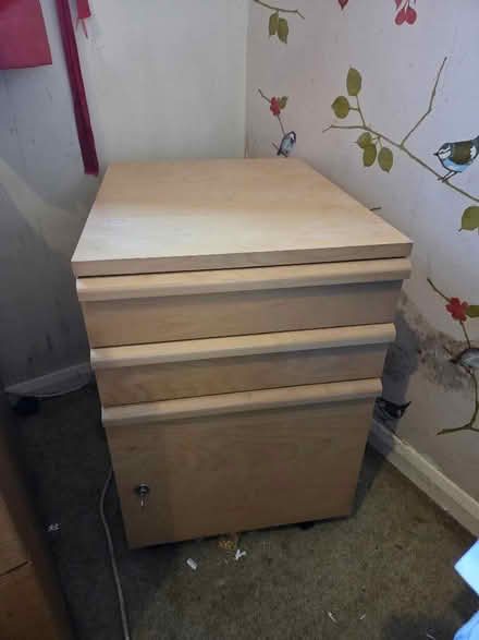 Photo of free Pine Filing Cabinet with key (Lea Industrial Estate AL5) #2