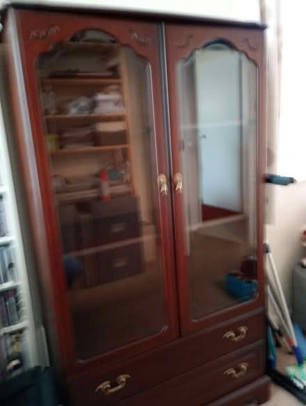 Photo of free 3 shelf bookcase with glass doors (Haxby YO32) #1