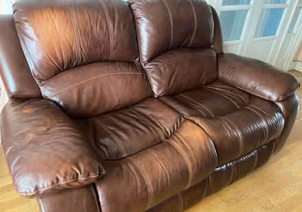 Photo of free 2 seater leather recliner sofa (Charlton SE7) #1