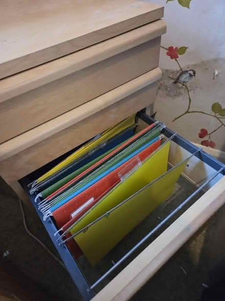 Photo of free Pine Filing Cabinet with key (Lea Industrial Estate AL5) #1