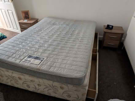 Photo of free Used double bed with mattress (Hyde SK14) #1