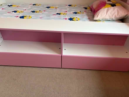 Photo of free Pink and white kids bed with built in shelves and drawers. (Sevenoaks TN13) #3