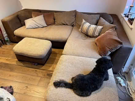 Photo of free large corner sofa with footstool (Hastings TN34) #4