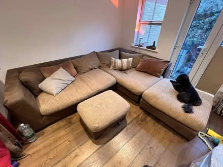 Photo of free large corner sofa with footstool (Hastings TN34) #2