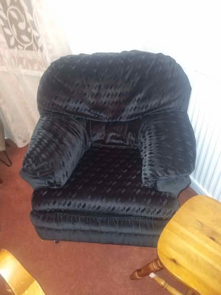 Photo of free Black armchair x 2, 4 x wooden chairs (North Shields NE29) #1