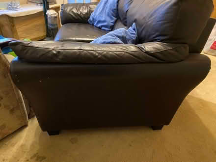 Photo of free Dark brown faux leather sofa. (Blackrod BL6) #3