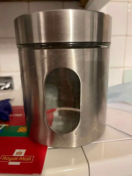 Photo of free Glass and silver tea,coffee & sugar canister (Cheadle Heath SK8) #1