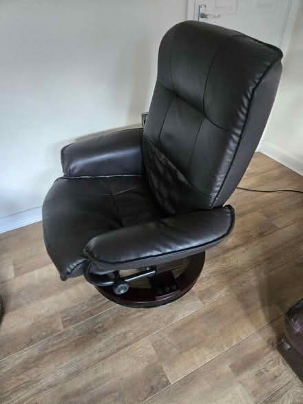 Photo of free Dark brown reclining chair with matching foot stool (Barton-upon-Humber DN18) #2