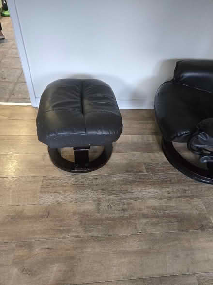 Photo of free Dark brown reclining chair with matching foot stool (Barton-upon-Humber DN18) #3