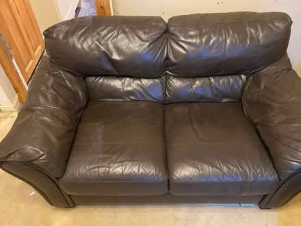 Photo of free Dark brown faux leather sofa. (Blackrod BL6) #2