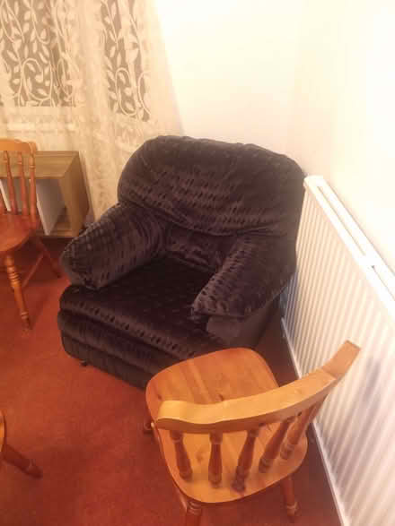 Photo of free Black armchair x 2, 4 x wooden chairs (North Shields NE29) #2