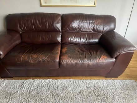 Photo of free Brown leather sofa (Eccleston PR7) #1