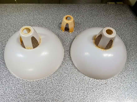 Photo of free PAIR OF 1950s 11-INCH DIAMETER ‘INDUSTRIAL’ STYLE LAMPSH (Nailsea BS21) #1