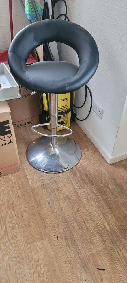 Photo of free Black vinyl bar stool (Scale Hall LA1) #1