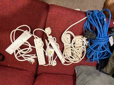 Photo of free Six extension leads and one double adapter (Elm Park RM12) #1