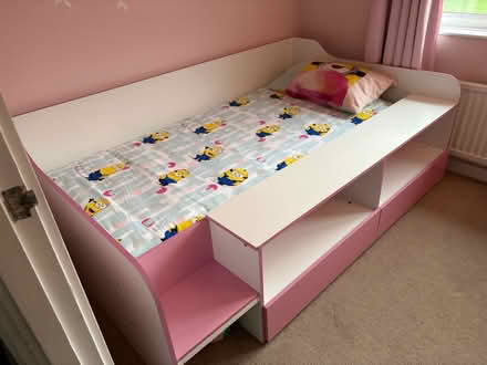 Photo of free Pink and white kids bed with built in shelves and drawers. (Sevenoaks TN13) #2