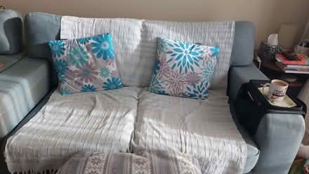 Photo of free 2 seater sofa, armchair & storage footstool (Shirley SO16) #1