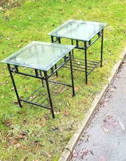 Photo of free Two metal tables with glass tops (Golden Cross BN27) #1