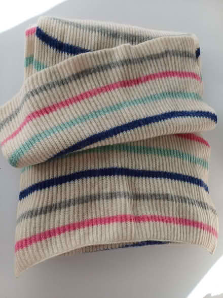 Photo of free 100% Cashmere Scarf – Cream with Pastel Stripes (Orgreave S13) #1