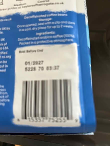 Photo of free Decaffeinated coffee beans (Marsh LA1) #2