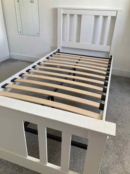 Photo of free White wooden single bed frame (Burley Gate HR1) #3