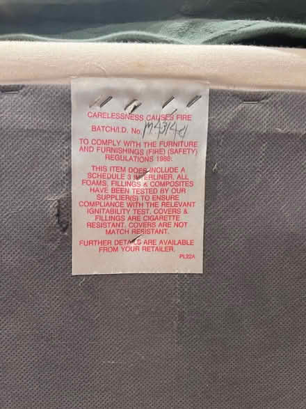 Photo of free Green material Sofa (Wineham BN5) #3