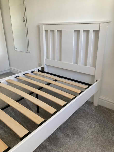 Photo of free White wooden single bed frame (Burley Gate HR1) #1