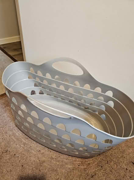Photo of free Grey plastic large washing basket (GU21) #1
