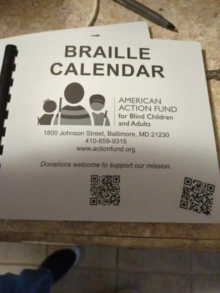 Photo of free Braille calendar (Bethany and Allen Heights) #2