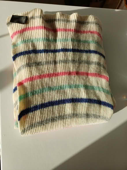 Photo of free 100% Cashmere Scarf – Cream with Pastel Stripes (Orgreave S13) #2