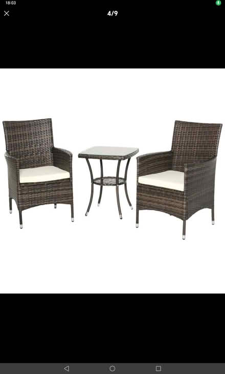 Photo of free 2 piece chair and table set in black plastic rattan. (Netherfield, Kendal LA9) #1