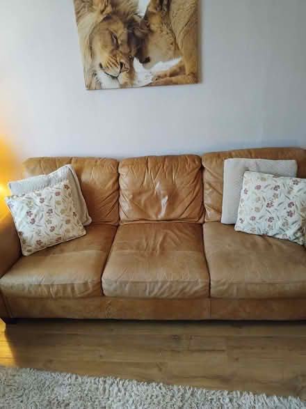 Photo of free Tan leather 3 piece suite (Hoole Village CH2) #2