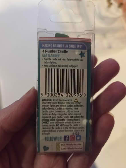 Photo of free Metallic Green 4 Birthday Candle (Prestwich M25) #2