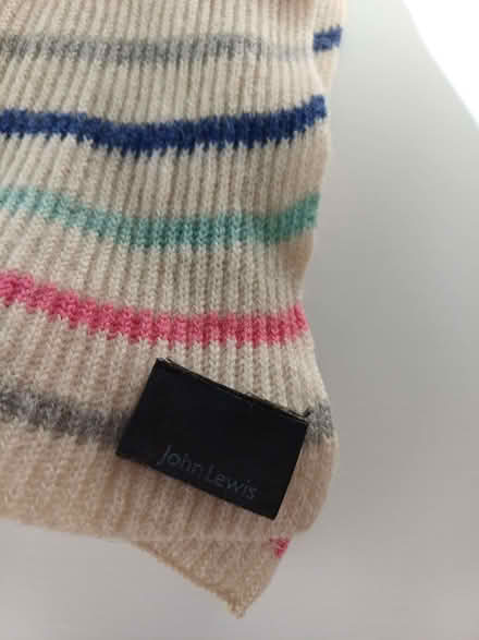 Photo of free 100% Cashmere Scarf – Cream with Pastel Stripes (Orgreave S13) #3