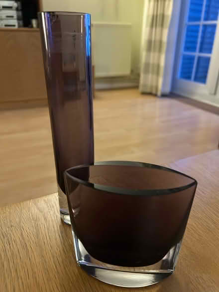 Photo of free Pair of purple glass vases (Barkham RG41) #1
