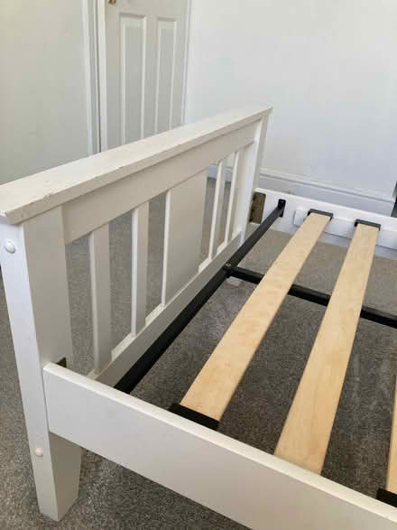 Photo of free White wooden single bed frame (Burley Gate HR1) #2
