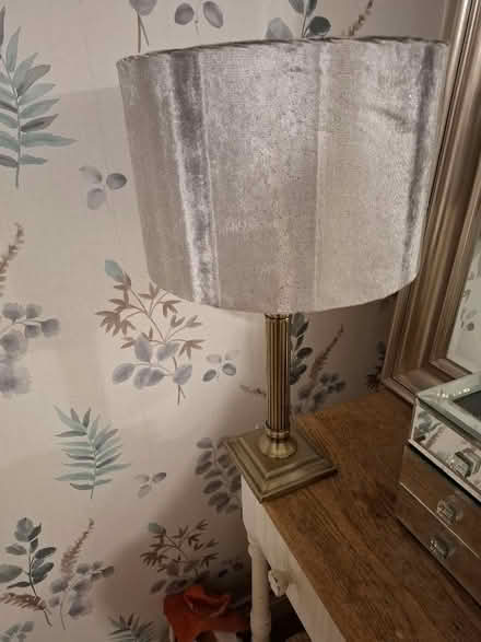 Photo of free Brass lamp with grey shade (Newtown SY16) #1