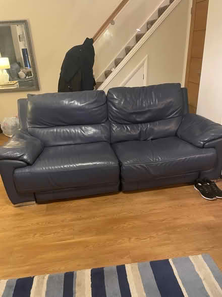 Photo of free Denim Blue Leather 3 Piece Suite (Bushey Village WD23) #2