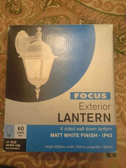 Photo of free White exterior wall lantern NEW (Malvern Wells WR14) #1