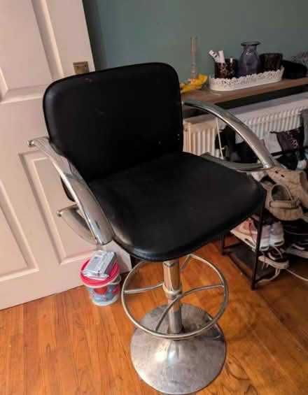 Photo of free Black Leather Bar Stool (Gleadless S12) #1