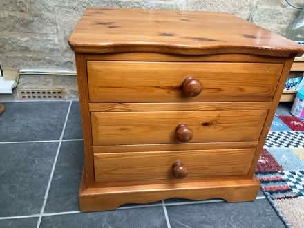 Photo of free 1 Pine bedside table with 3 drawers (Eynsham OX29) #1