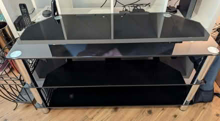 Photo of free Black glass & chrome corner TV Video unit (Danesmoor S45) #1