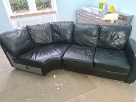 Photo of free Black Italian leather corner suite (Deepcar S36) #1