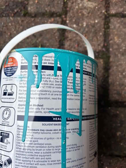 Photo of free tin of turquoise interior wood/metal paint (Sydenham SE26) #1