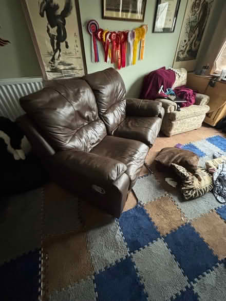 Photo of free Brown leather sofa (Lowther CA10) #1